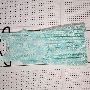 Melonie T Size 14 Lace Midi Dress Sleeveless Aqua